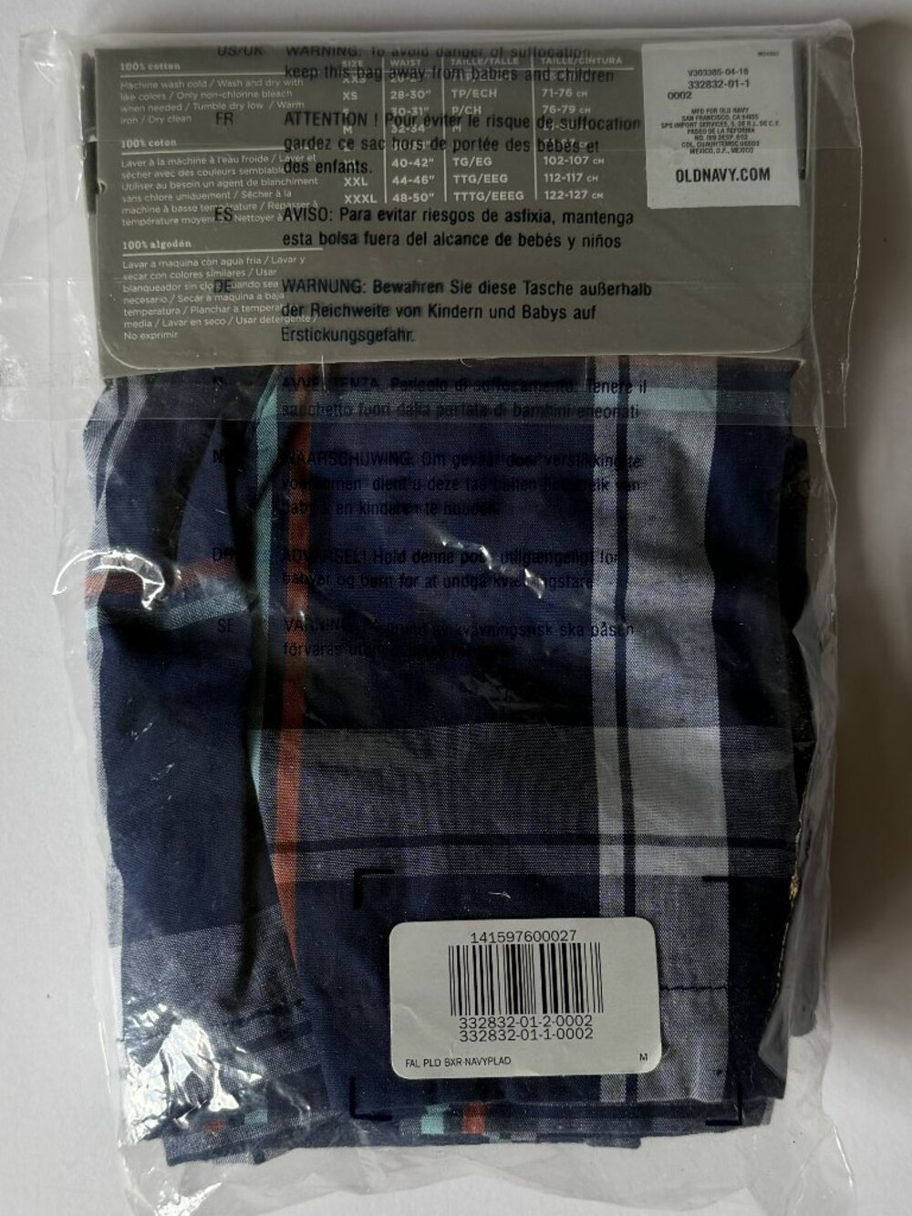 OLD NAVY Bundle 6-Piece Men's M Boxers 100% COTTON Woven Blue & Grey Plaids NEW - Picture 8 of 14